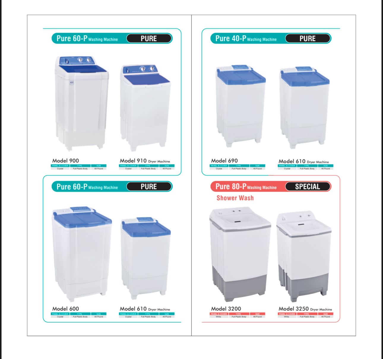 40-P/60-P/80-P Washing machine