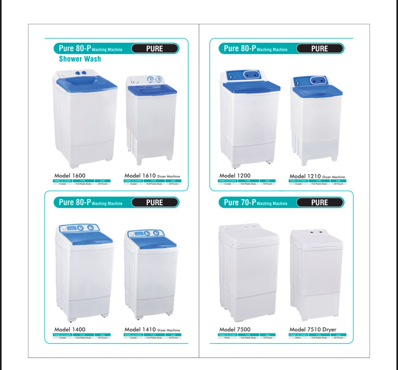70-P/80-P Pure Washing machine.